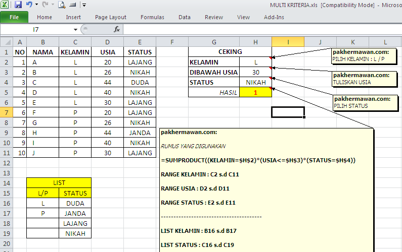 Cara Menghitung Jumlah Data Kriteria Tertentu Dengan Rumus Countif Excel Kuat Belajar Kulturaupice