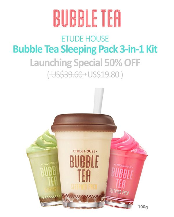 Etude House Bubble Tea Sleeping Packs 3 in 1 Set