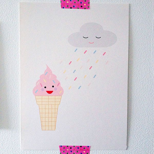 Tiny Grey Cat Ice Cream Sprinkles Print