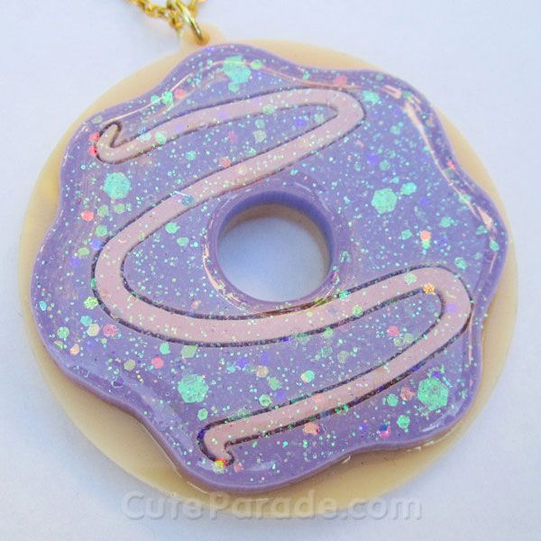 Glittery Icing Acrylic Donut Necklace by Cute Parade