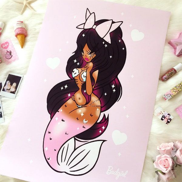 Bei Badgirl Mermaid Princess Cocoa Butter Print