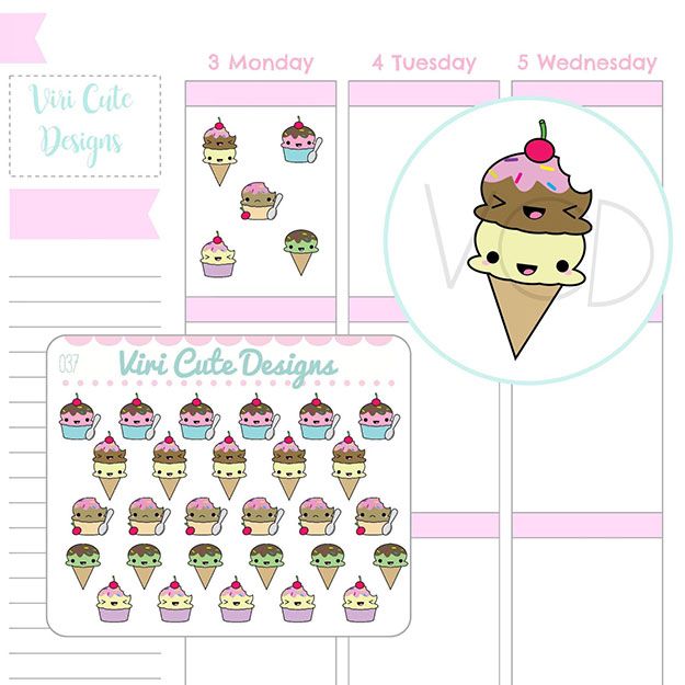 Etsy Sundays: Viri Cute Designs Kawaii Ice Cream Stickers