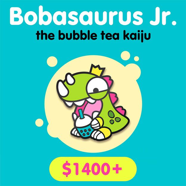 Sugar Arcade Enamel Pin Kickstarter - Bobasaurus Jr Pin