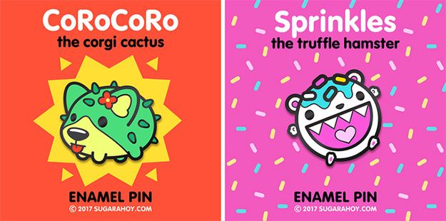 Sugar Arcade Enamel Pin Kickstarter - Corocoro and Sprinkles Pins