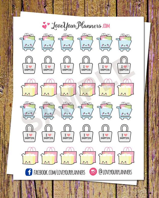 Etsy Sundays: Love Your Planners Kawaii Shopping Stickers