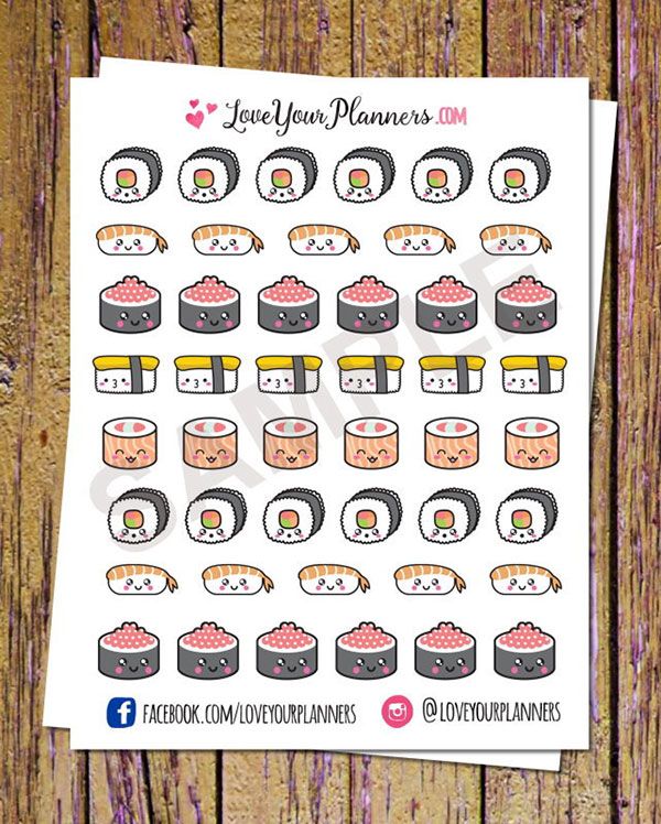 Etsy Sundays: Love Your Planners Kawaii Sushi Stickers