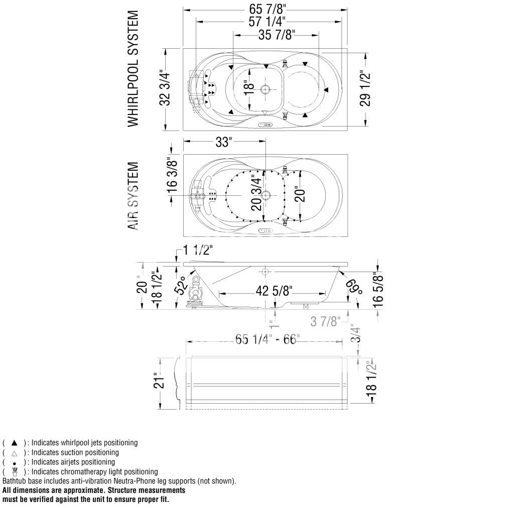 MAAX MELODIE 66 x 33 ACRYLIC DROP IN BATHTUB OPTIONAL WHIRLPOOL AND 