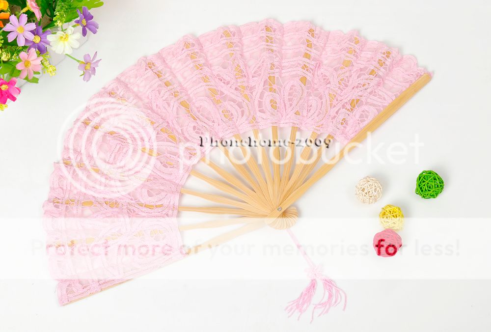 Handmade Cotton Lace Fans Folding Hand Fan for Wedding Party Favors Decoration