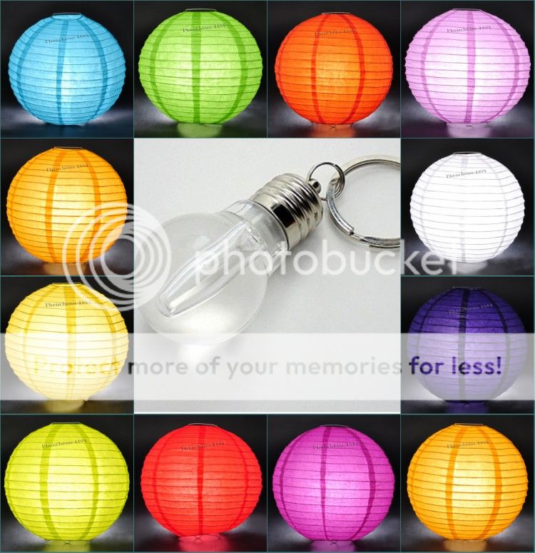 10 Round Paper Lanterns 10 LED Keyring Bulbs Cool for Party Wedding Lamp Decor