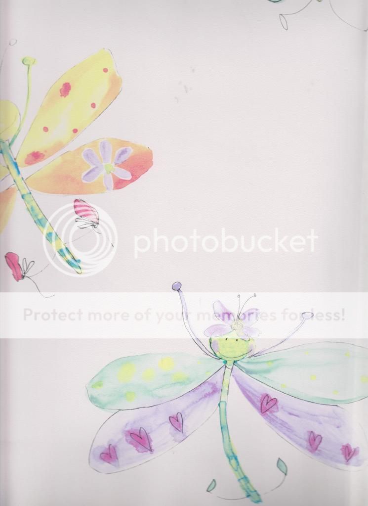 Kids Baby Room Wallpaper with Green Yellow Purple Butterflies White Background